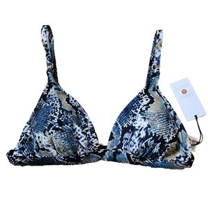 NWT Women's Triangle Bikini Top |Shade & Shore Blue Snake Print Medium